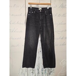 NWOT MIKUTA The Black Loose Jean 26 Faded High Rise Button Fly Scandi Edgy